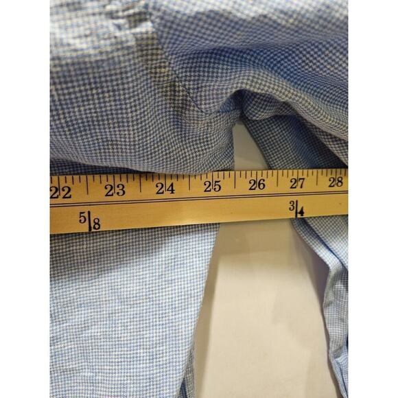 Macson Linen Blend Button Down Check Print Shirt Mens 06 XL Blue Collared - Picture 3 of 7